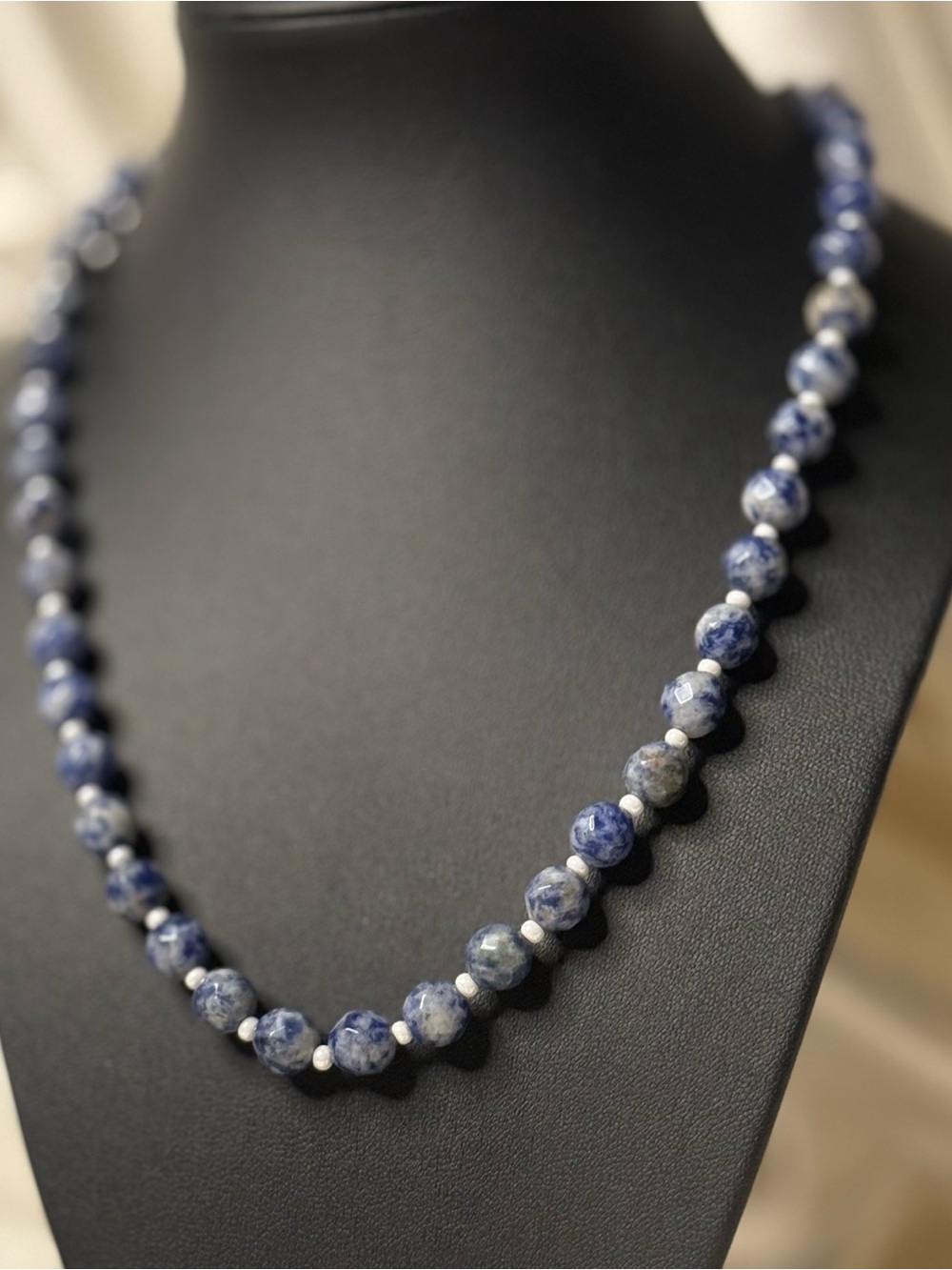 Blue Sodalite Beaded Necklace - Unbranded